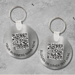 Chaveiro Prata de Promocional de Código QR Moderno<br><div class="desc">Chaveiro de promocional moderno e simples para sua empresa ou organização com um fundo metálico falso em prata escovado. Adicione seu código QR ou logotipo e duas linhas de texto personalizado,  como nome da sua empresa,  slogan,  obrigado,  etc.</div>