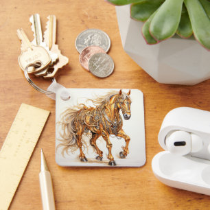 Chaveiro Prata Dourada Mecânica de Cavalo-Vapor