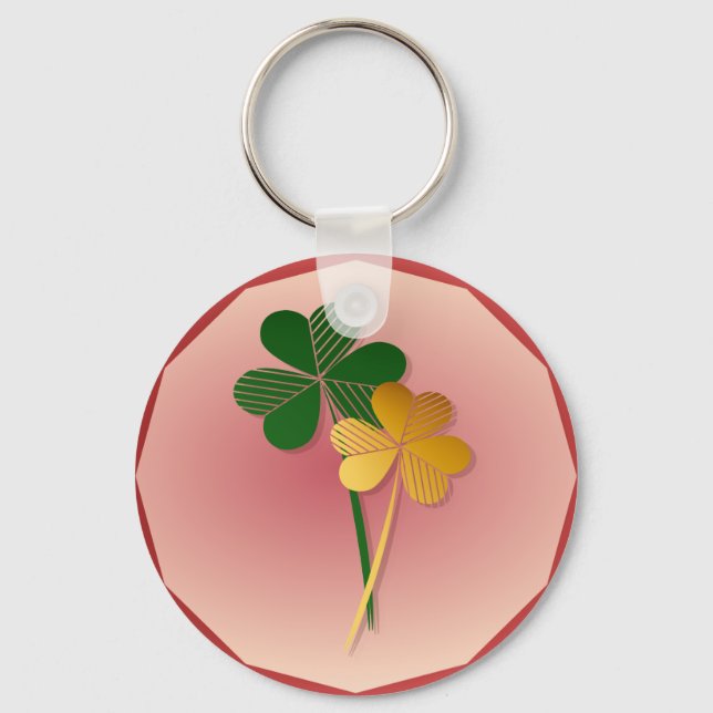Chaveiro Prata em Douradas Shamrocks no Meu Coração (Frente)