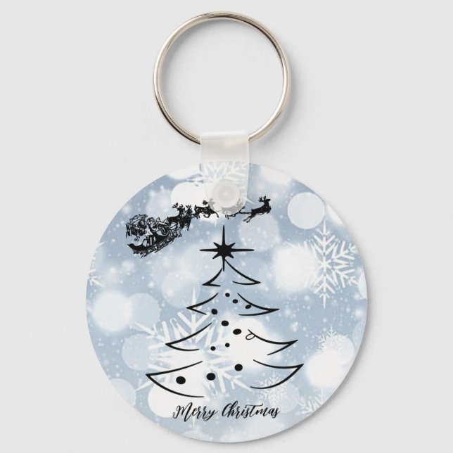 Chaveiro Prata Sparkassada Com Floco de Neve, Papais noeis, (Frente)