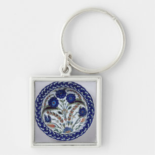 Chaveiro Prato com uma decoração floral, Iznik