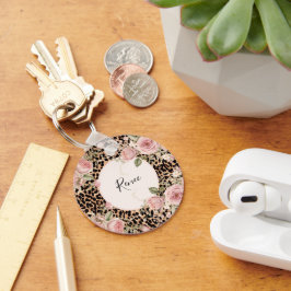 Chaveiro Prato-leopardo com rosas-luz