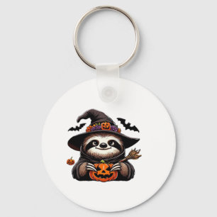 Chaveiro Preguiça Assustadora de Halloween Bruxa Chapéu Fan