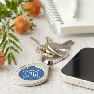 Chaveiro premium Bocci Azul com texto personalizad