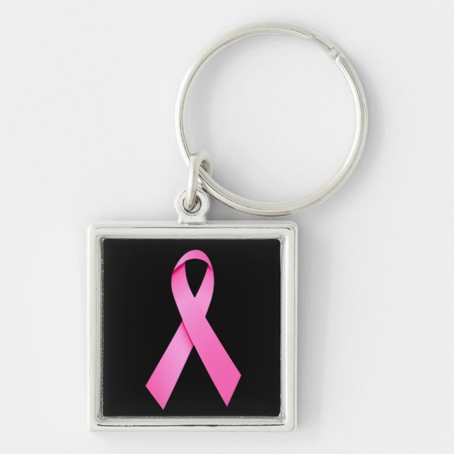 Chaveiro Premium de Fita Rosa de cancer (Frente)