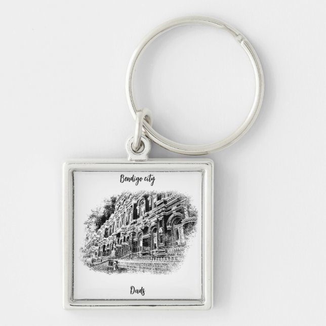 Chaveiro Premium quadrado, grande (5,08 cm) (Frente)