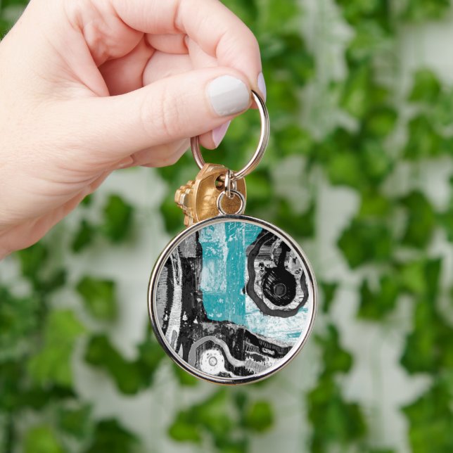 Chaveiro Premium Round Large Surface Current Abstract Flow  (Mão)