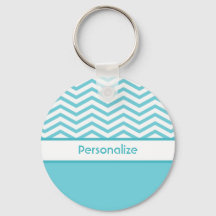 Preppy Aqua Blue e White Chevrons com nome