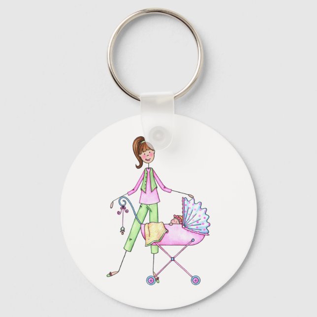 Chaveiro Preppy New Mamma com Baby Girl (Frente)