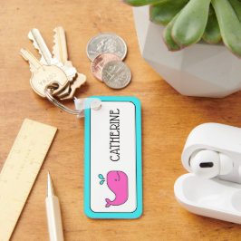 Chaveiro Preppy Pink e Aqua Whale Personalizados