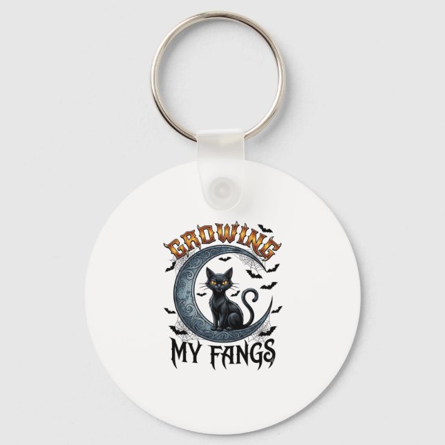 Chaveiro Presas Crescentes Gato Preto Lua Crescente Morcego (Frente)
