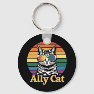 Chaveiro Presente Bandeira Arco-íris LGBT Gato Aliado LGBTQ