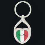Chaveiro Presente-chave de cadeia cardíaca personalizada da<br><div class="desc">Presente de cadeia cardíaca personalizada da bandeira italiana. Cadeias personalizadas com sinalizador,  imagem fotográfica ou nome de monograma.</div>