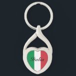 Chaveiro Presente-chave de cadeia cardíaca personalizada da<br><div class="desc">Presente de cadeia cardíaca personalizada da bandeira italiana. Cadeias personalizadas com sinalizador, imagem fotográfica ou nome de monograma.</div>