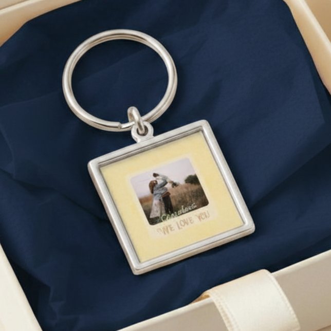 Chaveiro Presente Chic Personalizado com Foto e Texto para  (Chic Personalized Photo Text Grandma Gift Keychain)