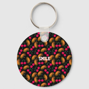 Chaveiro Presente com estampa floral de cereja personalizad