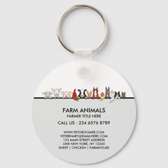 Chaveiro Presente da marca Animais de Fazenda Ovelha Galinh (Frente)