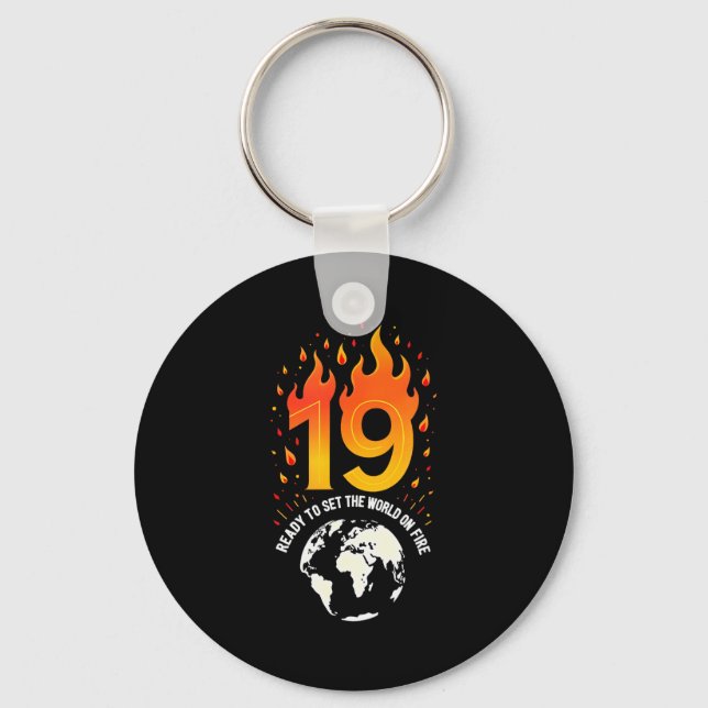 Chaveiro Presente de 19º aniversário_ Pronto para incendiar (Frente)