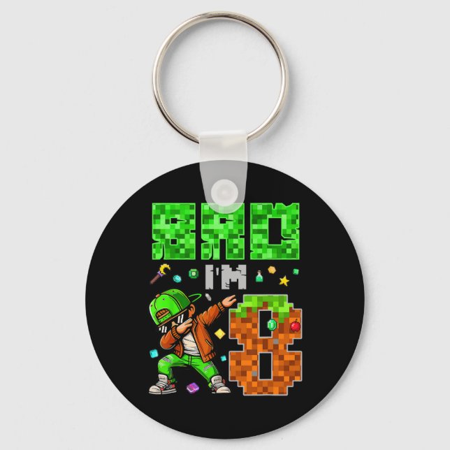 Chaveiro Presente de aniversário no estilo Pixel Dab Gamer  (Frente)