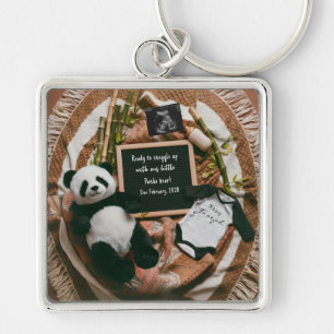 Chaveiro Presente de anúncio de gravidez do Panda Boho Neut