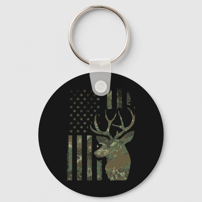 Chaveiro Presente De Caça Para Elk Deer - Bandeira American (Frente)