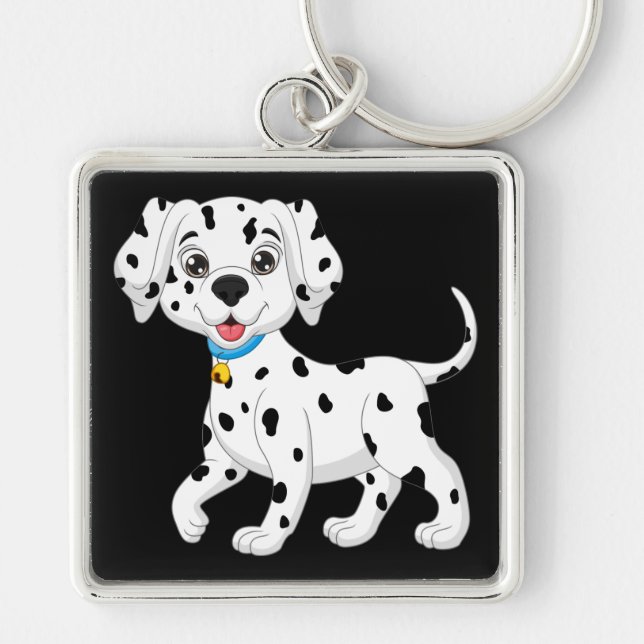 Chaveiro Presente de Cachorro Fofo Dálmata Preto e Branco  (Frente)