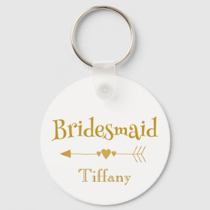 Chaveiro presente de casamento Dourado e White Bridesmaid