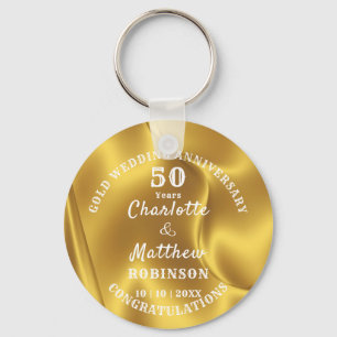 Chaveiro Presente de Casamento Dourado Personalizado de 50º