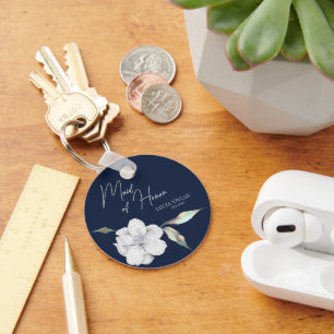 Chaveiro Presente de Casamento Floral Azul madrinha de casa