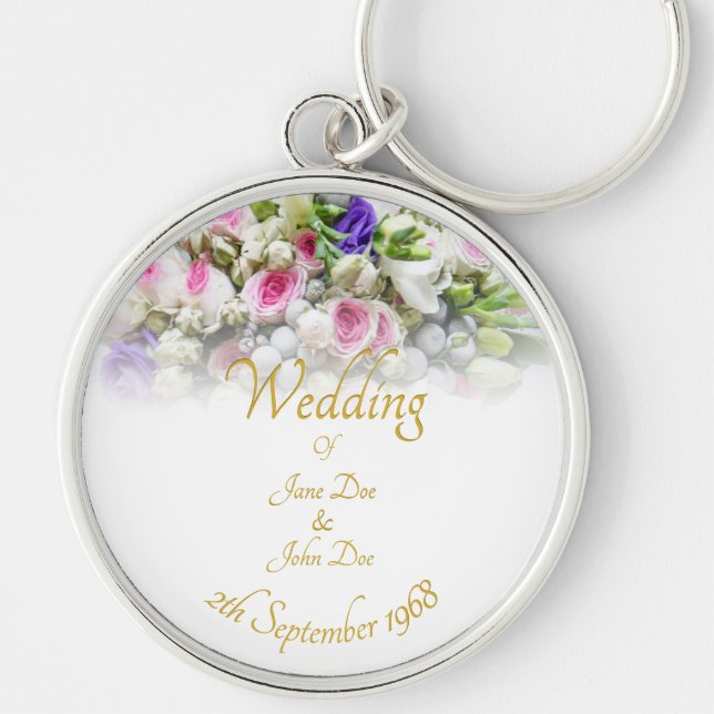 Chaveiro Presente de casamento - Noiva com buquê de casamen (Frente)