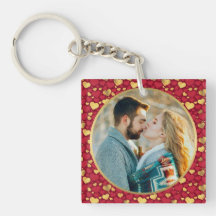 Presente de Dia de os namorados Dourado e vermelho