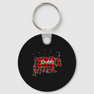 Chaveiro Presente de Família de Pijama de Natal Xadrez Verm