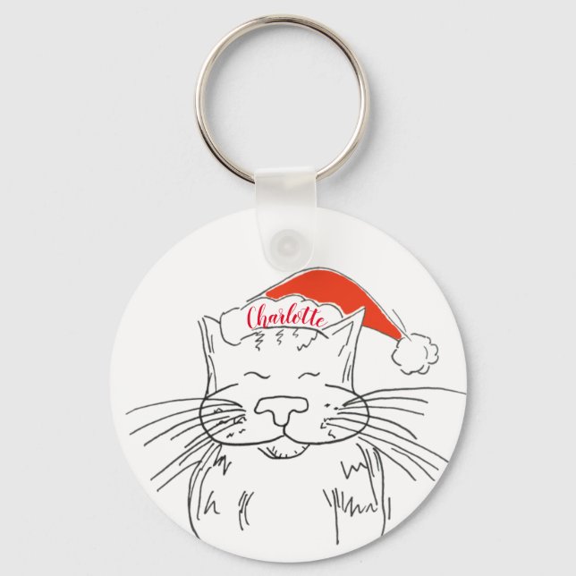 Chaveiro presente de gato de mesa de Natal (Frente)