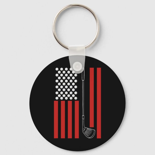Chaveiro Presente de Golfe da Bandeira Americana Retro Para (Frente)