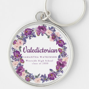 Chaveiro Presente de Graduação Floral Valedictoriana Púrpur