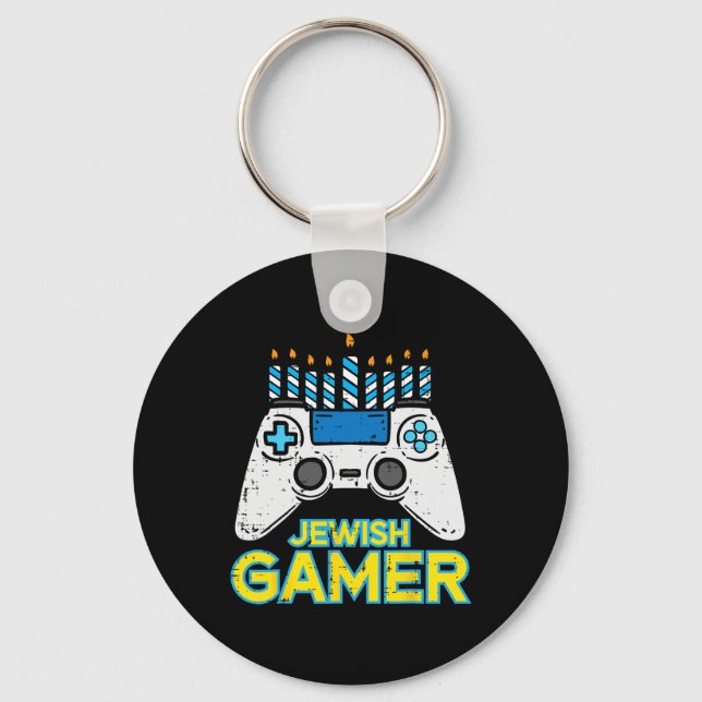 Chaveiro Presente de Hanukkah para Gamer Judeu, Jogo de Víd (Frente)