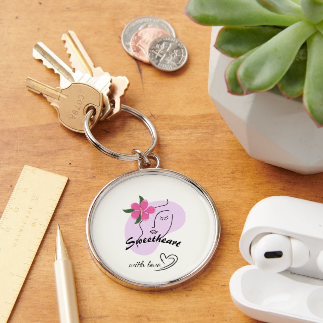 Chaveiro Presente de Menina com Flor Rosa Fofa– (Mesa)