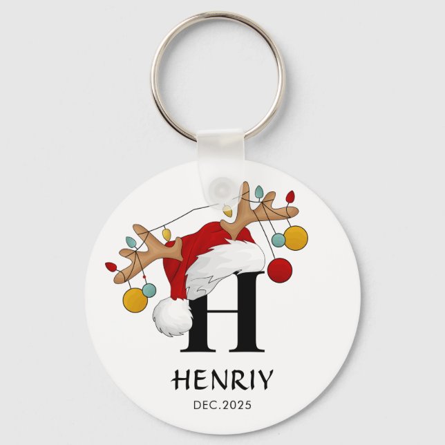 Chaveiro Presente de Natal com nome em letra personalizada (Frente)