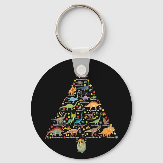 Chaveiro Presente de Natal de Árvore de Natal Fofa Dinossau (Frente)