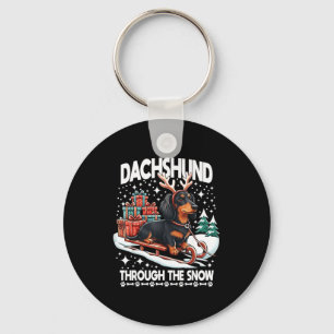 Chaveiro Presente de Natal de Dachshund Feio Através da Nev