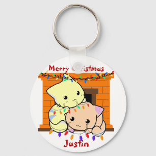 Chaveiro presente de natal de gatos, nome personalizado