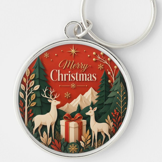 Chaveiro Presente de Natal de Veado da Floresta (Frente)