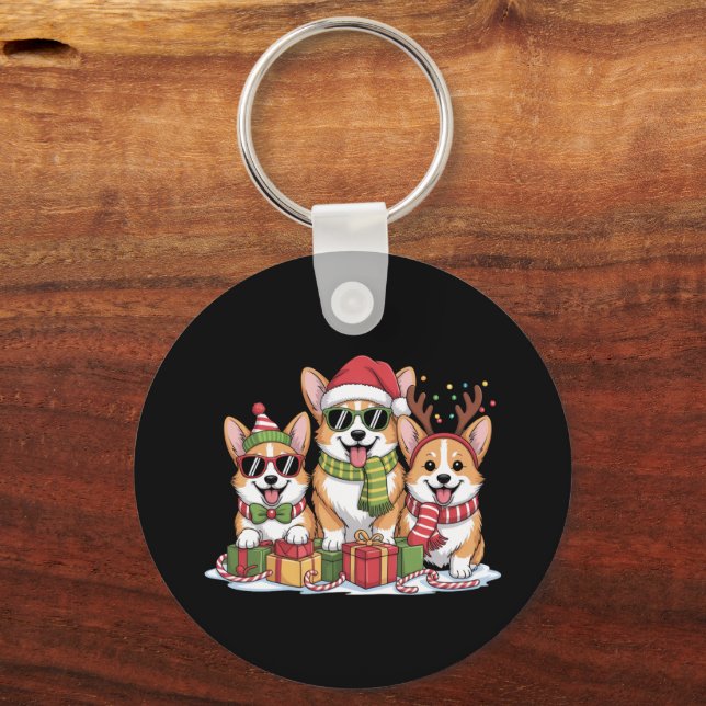 Chaveiro Presente de Natal para Mãe Amante de Cães Corgi (Frente)
