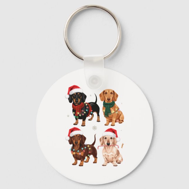 Chaveiro Presente de Natal para Mãe de Dachshund Amante do  (Frente)