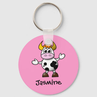 Chaveiro Presente de Nome Personalizado de Vaca de Cartoon 