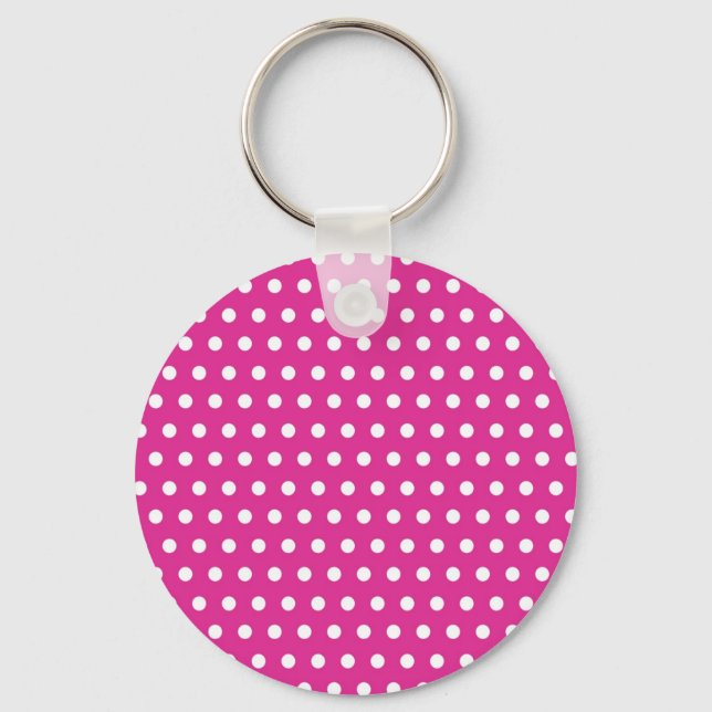 Chaveiro Presente de padrão Bolinhas branco e fúcsia rosa a (Frente)