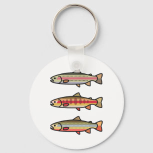 Chaveiro Presente de pesca de truta dourada arco-íris para