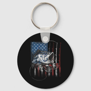 Chaveiro Presente de Pescador Bandeira Americana Vintage EU