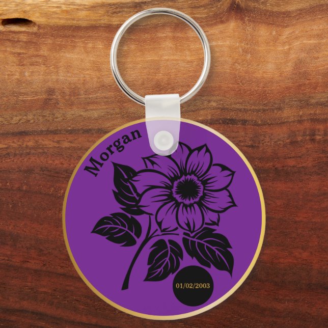 Chaveiro Presente de Sobriedade Personalizado Flor Elegante (Frente)