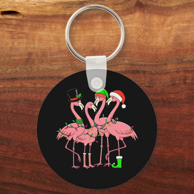 Chaveiro Presente Divertido de Natal de Flamingo para Amant (Frente)